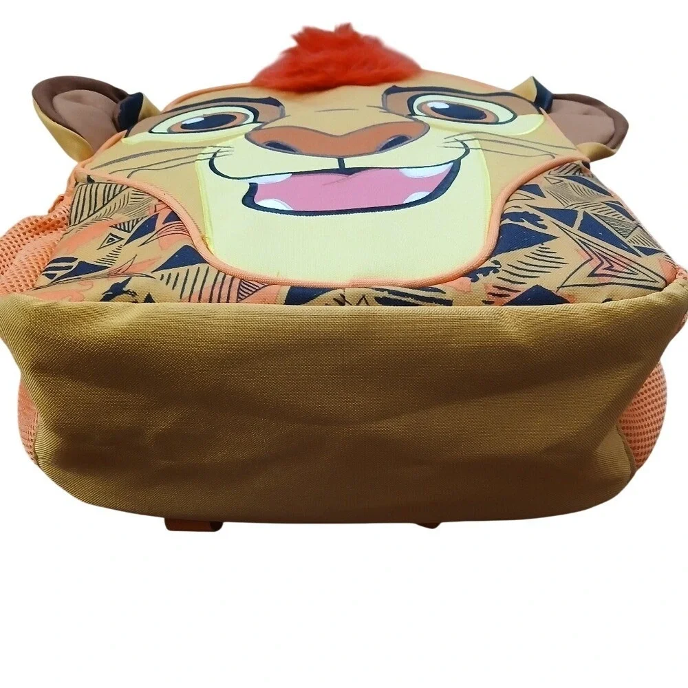 Disney Lion Guard Kion Backpack Kids OS Tan Orange 3D Ears Faux Fur School Bag‎